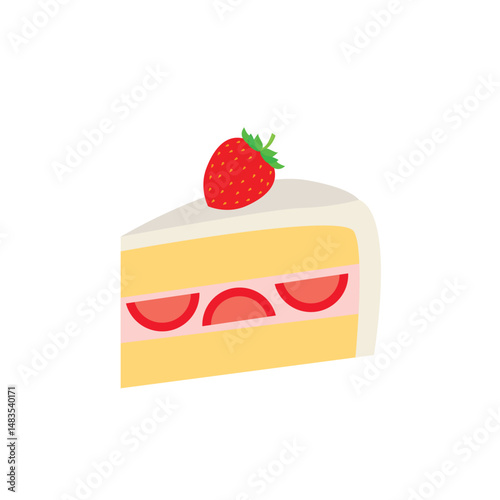 piece of cake strawberry shortcake frosting delicious dessert food birthday slice