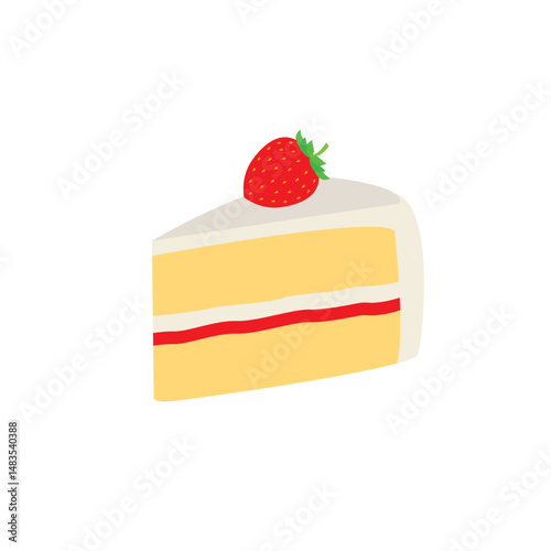 piece of cake strawberry shortcake frosting delicious dessert food birthday slice