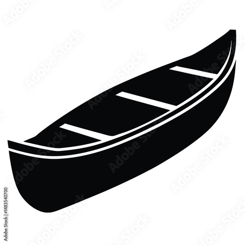 Black and White Illustration of a Canoe for Recreation and Adventure
