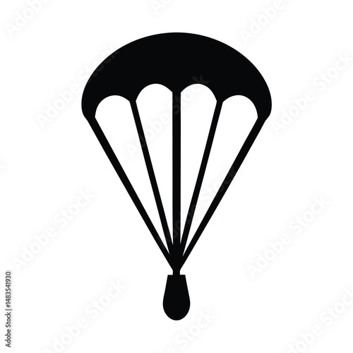 Black and White Parachute Icon Graphic Design Element Illustration