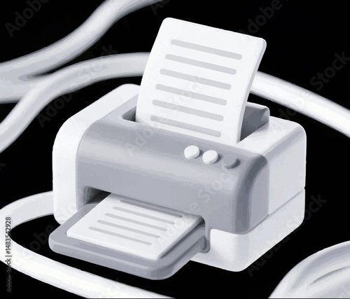illustration 3d rendering printer