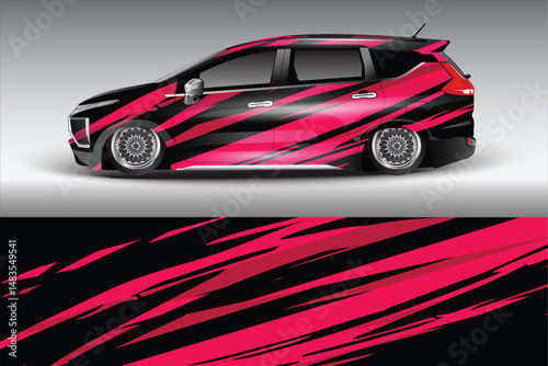 Stylish modified car with vibrant design in urban setting
