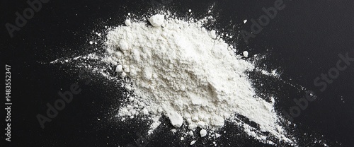 wheat flour scattered on the table zoom close up