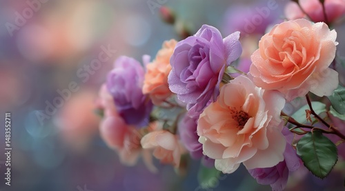 Colorful Roses Bloom Beautifully in a Garden Setting During Daytime