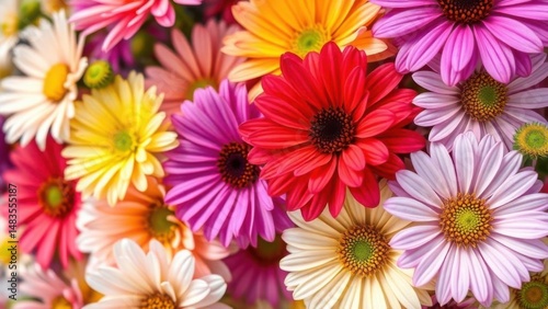 Bright floral pattern with blooming garden flowers