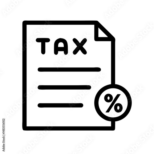 Tax Form with Percentage Icon – Finance Calculation Vector:
Vector icon of a tax form featuring a percentage sign, representing tax calculations and financial filings for businesses and accountants.