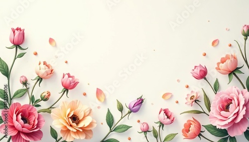 Delicate, small-scale floral print on light background, petal, spring, pastel