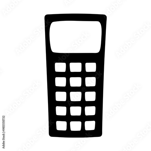 Simple Black and White Calculator Icon Illustration Graphic Design