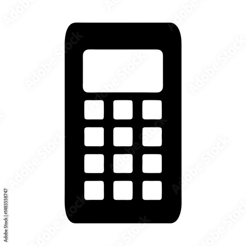 Black and White Calculator Icon Simple Math Device Tool