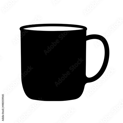 A simple black silhouette of a coffee mug teacup hot beverage drinkware