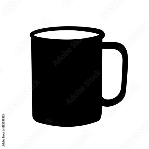A Simple Black Silhouette of a Mug for Coffee Tea or Hot Beverage