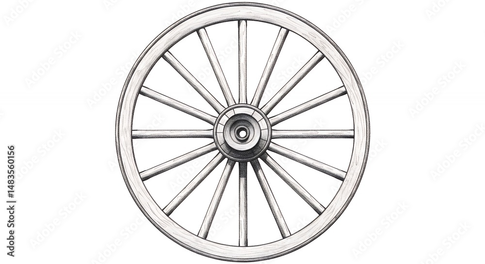 Fototapeta premium Vintage wagon wheel illustration
