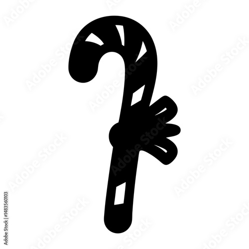 A whimsical candy cane with a festive hand decoration a cute Christmas treat illustration