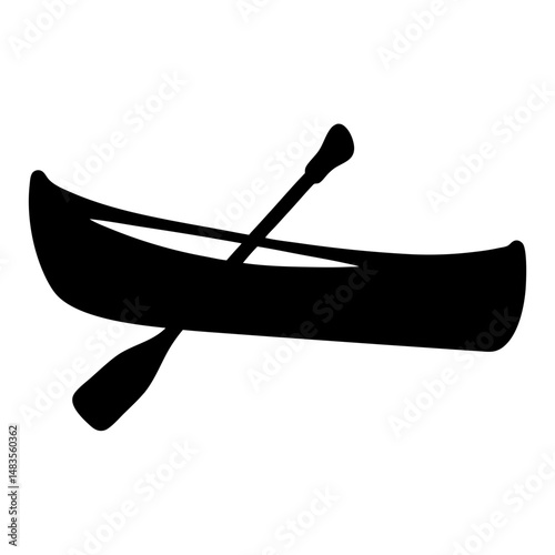Canoe on water Paddle in boat Summer adventure Aquatic vessel Lake recreation Outdoor activity Water sport Nature scene Calm water Paddling journey