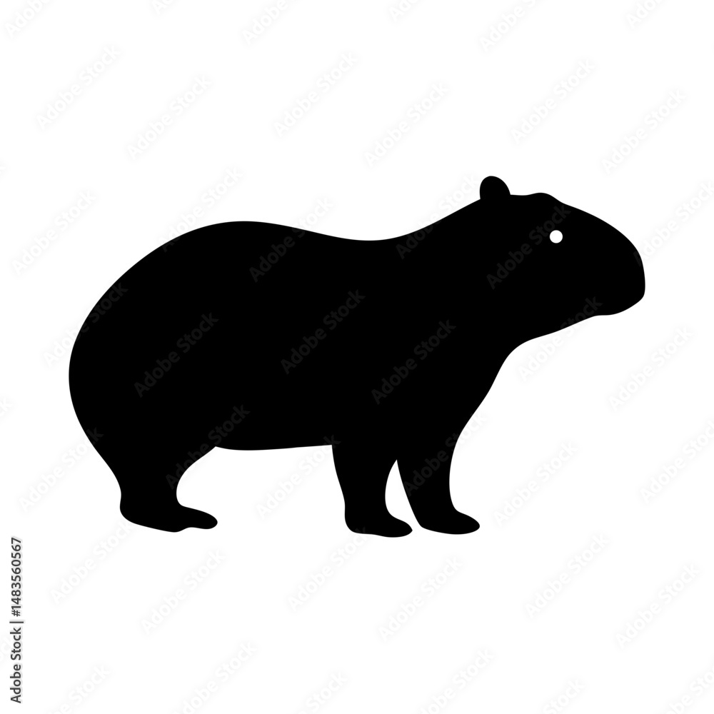 Fototapeta premium Black Silhouette of a Capybara Rodent Mammal Animal Icon Illustration