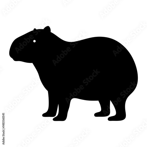 Black Silhouette of a Capybara a Large Rodent Native to South America