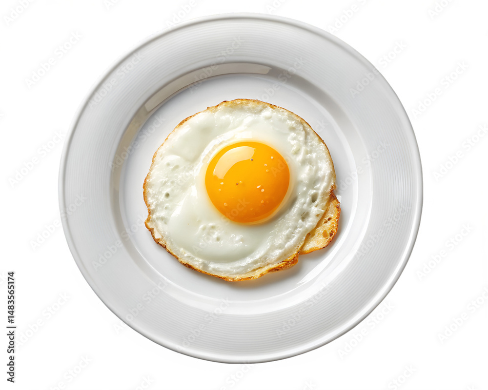 Fried egg on plate isolated on white background Fried egg on plate isolated on white background
