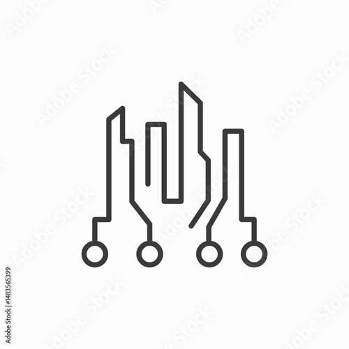 digital circuit network icon sign vector