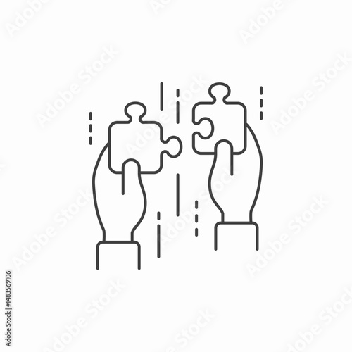 hands creating puzzle collaboration problem solving icon sign vector