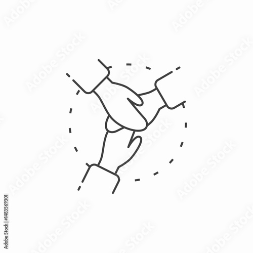 hands involved cooperation agreement team icon sign vector