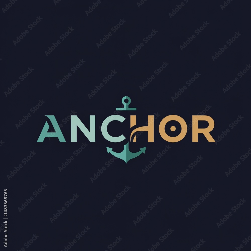 Obraz premium ANCHOR symbol logo, Stability concept design, Security brand mark, Nautical icon, Foundation graphic