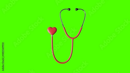 Loop video of the The stethoscope and beating heart, alpha channel