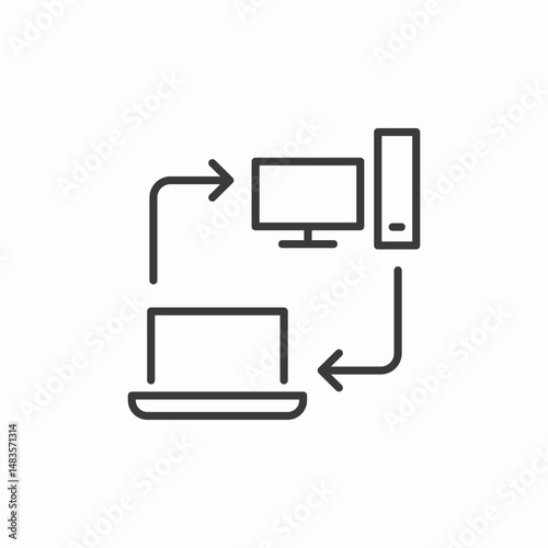 laptop desktop transfer icon sign vector
