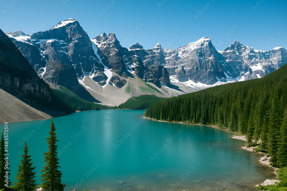 Fototapeta premium Lake and Mountain landscapm