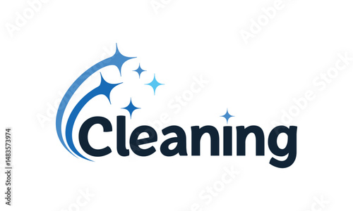 Wash, laundry, cleaning company abstract business logo. Sparkle star, Housekeeping, shine, cleaner Logo Design vector template