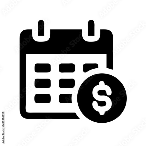 Expense Calendar Icon – Financial Planning with Calendar:
Icon of a calendar with a dollar sign, representing expense tracking, financial planning, and budgeting.