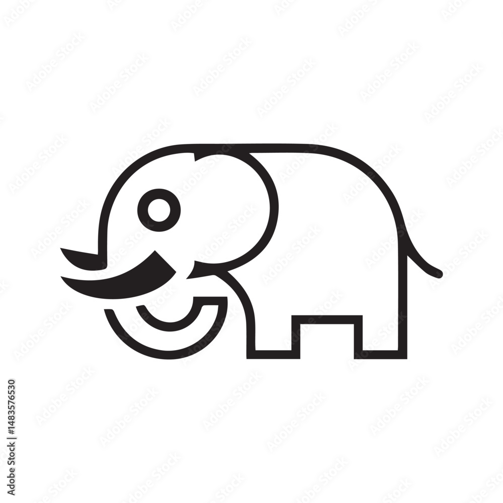 Fototapeta premium black elephant pictogram, with white background, Vector