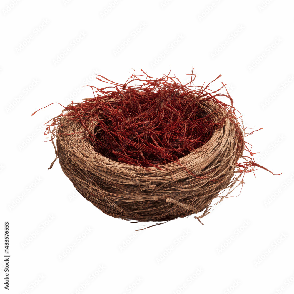 Fototapeta premium Empty Bird's Nest on Blue Transparent background - Nature's Delicate Architecture