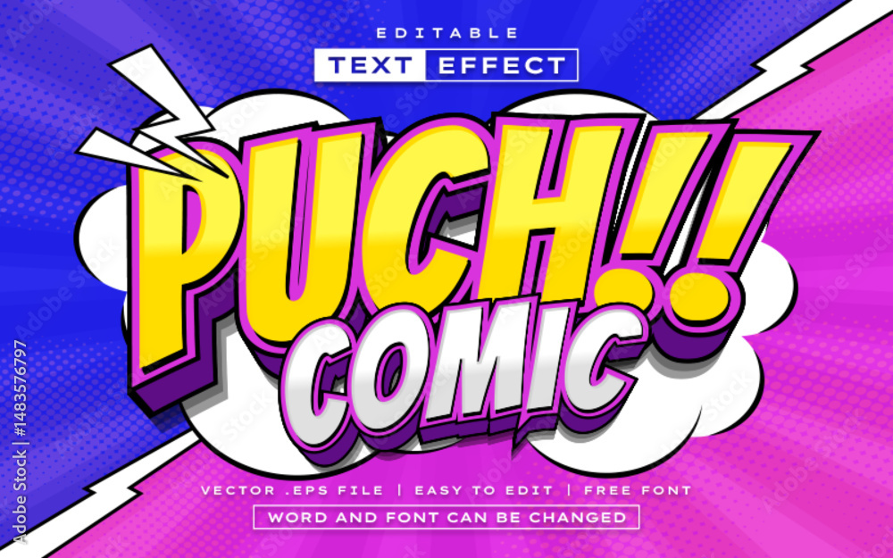 Puch Comic 3D editable comic text effect style