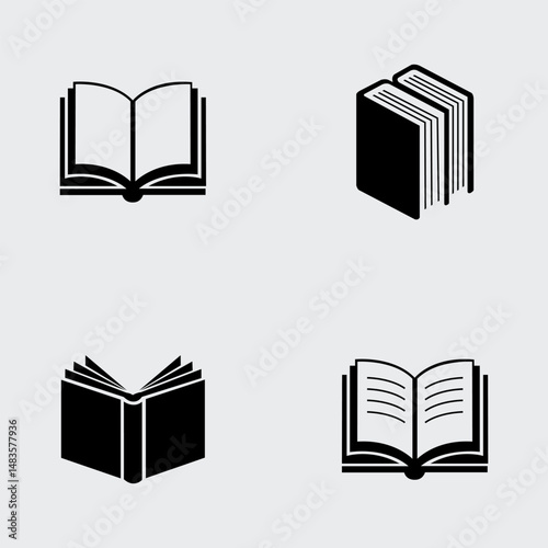 Vector set of decorative book silhouettes.