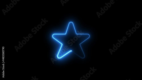 ,animation video isolated on alpha channel background. Animated of 5 stars rating. Five stars rating animation  with rating star icon  outline quarter star left icon glowing black