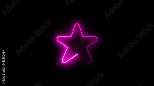 ,animation video isolated on alpha channel background. Animated of 5 stars rating. Five stars rating animation  with rating star icon  outline quarter star left icon glowing black