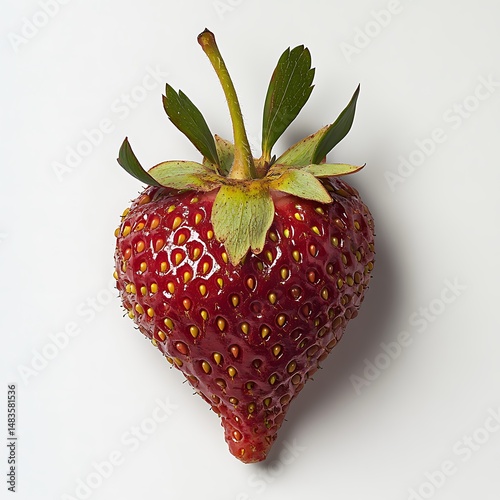 Wallpaper Mural Fresh Ripe Strawberry Close-Up: Vibrant Red Fruit with Green Leaves on a Clean White Background, Perfect Ingredient. Torontodigital.ca