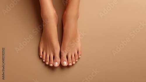 Elegant White Manicured Womans Feet Close-up