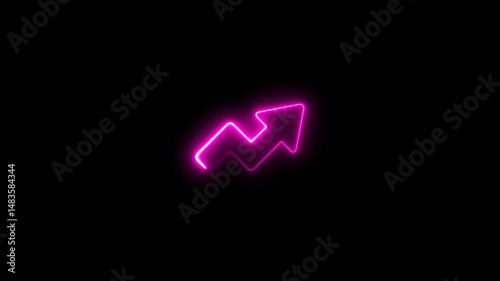 Up arrow business graph icon animated on black background. Success , profit, growth concept improvement, business strategy, arrow rising up