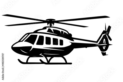 Black and white Helicopter Illustration 