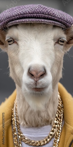 goat dressed as hip-hop gangster rapper