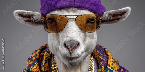 goat dressed as hip-hop gangster rapper