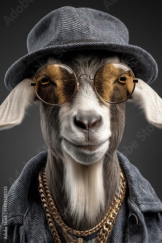 goat dressed as hip-hop gangster rapper