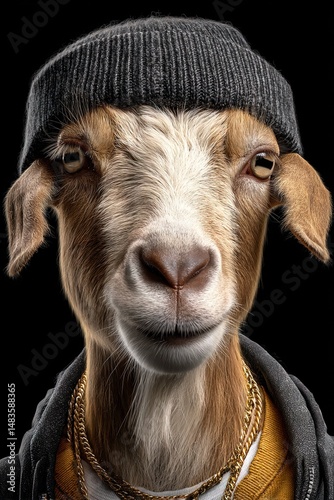 goat dressed as hip-hop gangster rapper