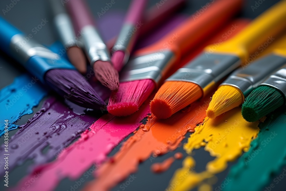 Obraz premium close up of colorful paint brushes