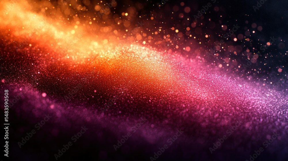 Obraz premium Glowing cosmic dust swirls in dark space