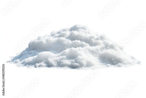 A pile of fresh white snow is isolated on a transparent background, creating a wintery scene