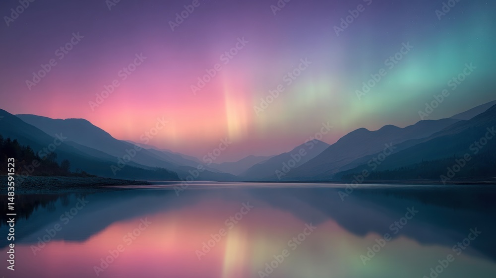 custom made wallpaper toronto digitalNorthern Lights Reflecting on Mountain Lake at Twilight