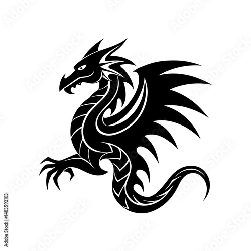 Wallpaper Mural black and red tribal dragon tattoo silhouette vector Torontodigital.ca