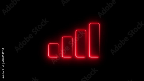 Abstract neon line up arrow growth, success concept. Profit growing icon animation. Animated neon line Business graph icon .growth business concept